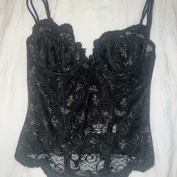 Vintage black lace gold label Victoria secret bustier corset - Picture 6 of 6